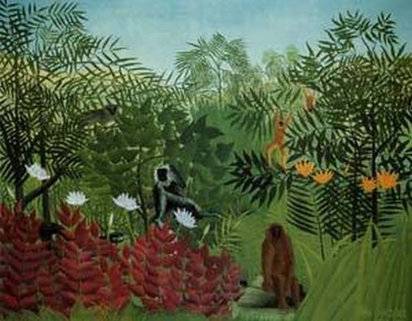 Tropical Forest with Apes and Snake 1910
